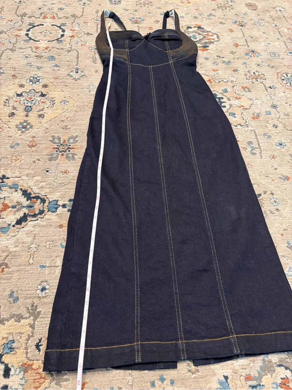 NEW Free People XS Revolve Caitlin Denim Midi Dress In City Rinse bodycon corset